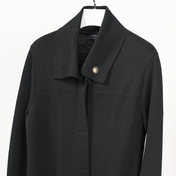 Saint James Black Wool Collared Cardigan - Picture 3 of 12